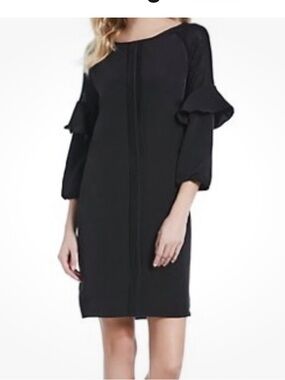 H by Halston Woman’s Black Ruffle-Sleeve Shift Dress; Size X Small